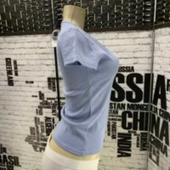 Gap S Blue Split Neck Short Sleeve Tee - Picture 2 of 3